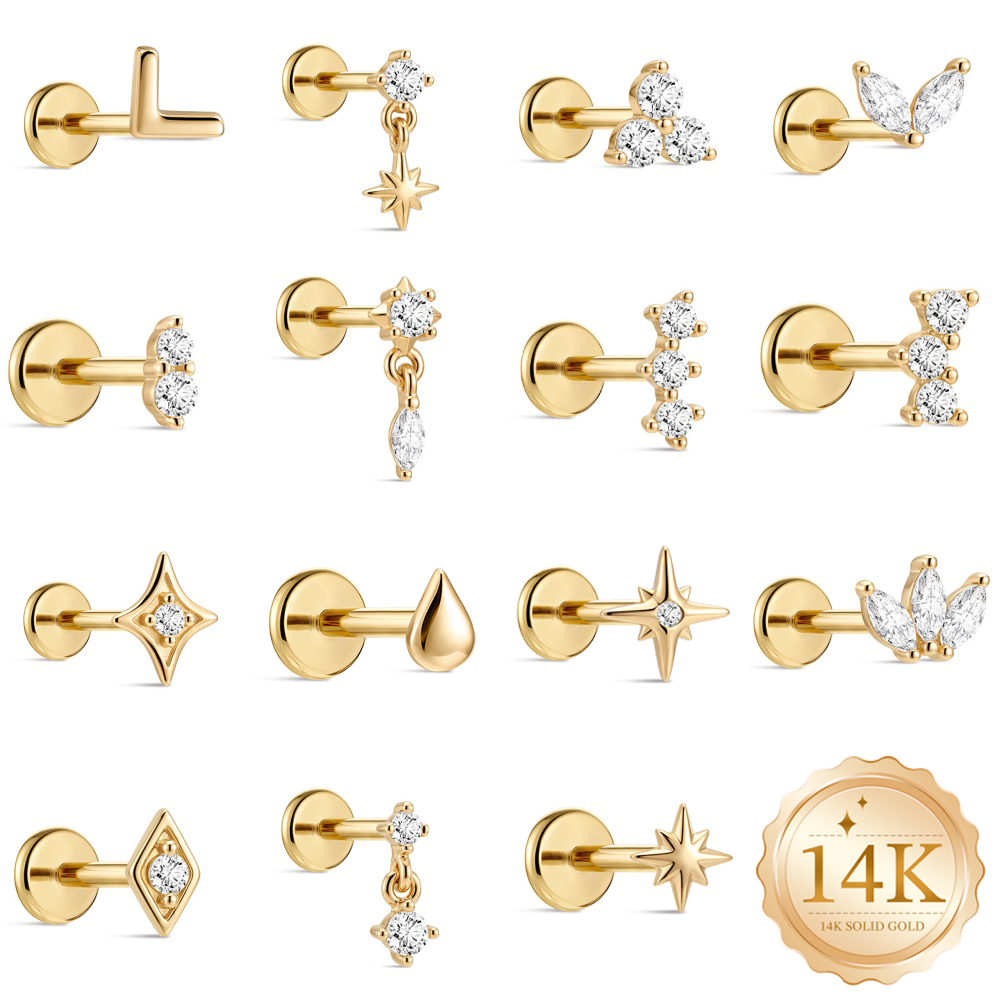 Luxury Lifestyle Photography - AIDE 14K Solid Gold Glossy Star/WaterDrop