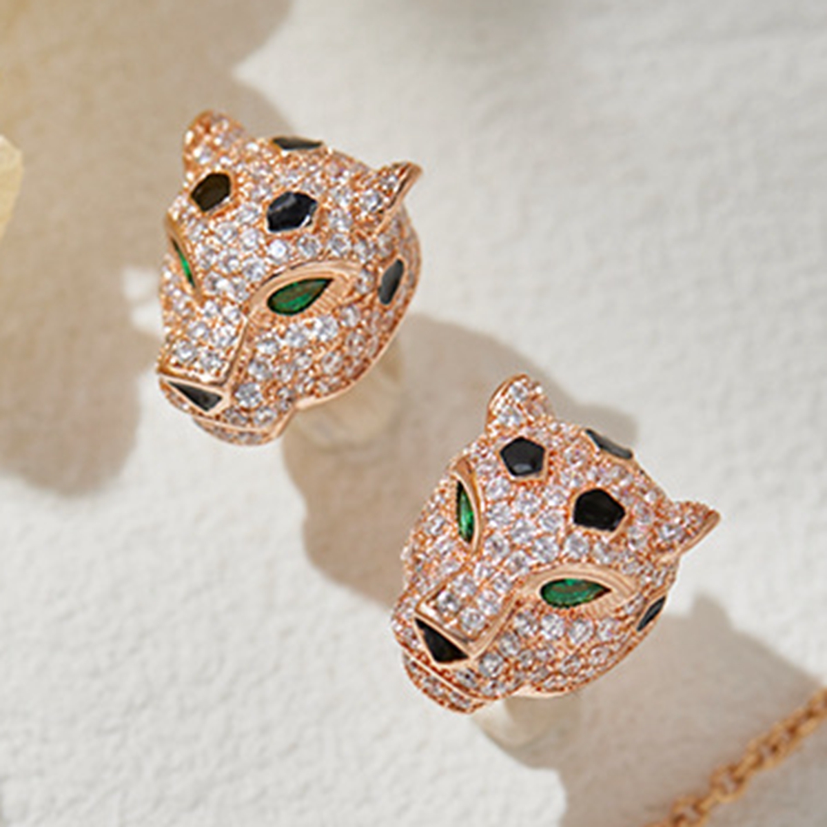 Luxury Lifestyle Photography - Couple's Black Panther Leopard Head Stud