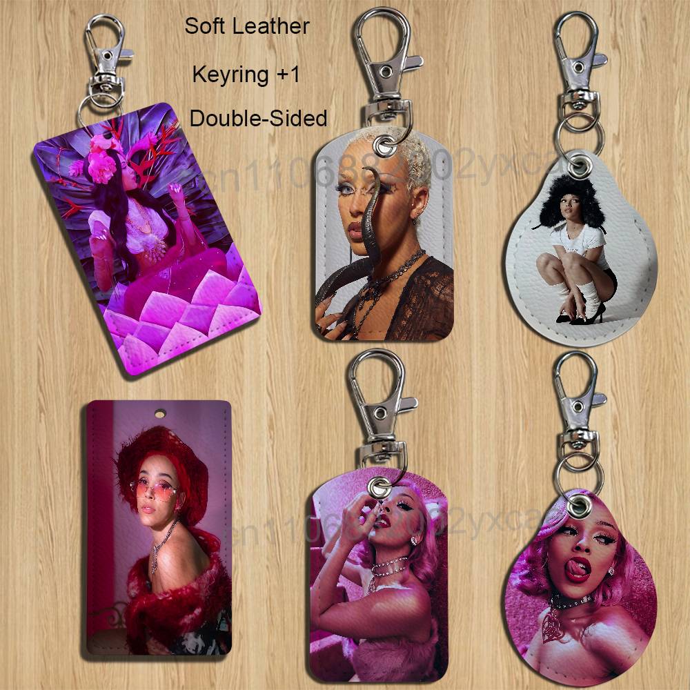 Leather Card Wallet - art So High red Doja Cat