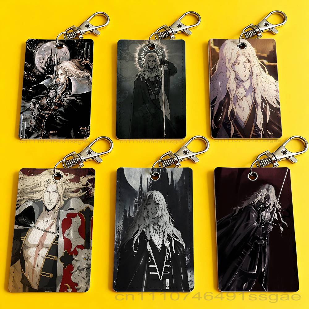 Leather Card Wallet - Game C-Castlevania Alucard Badge Holder Keychain