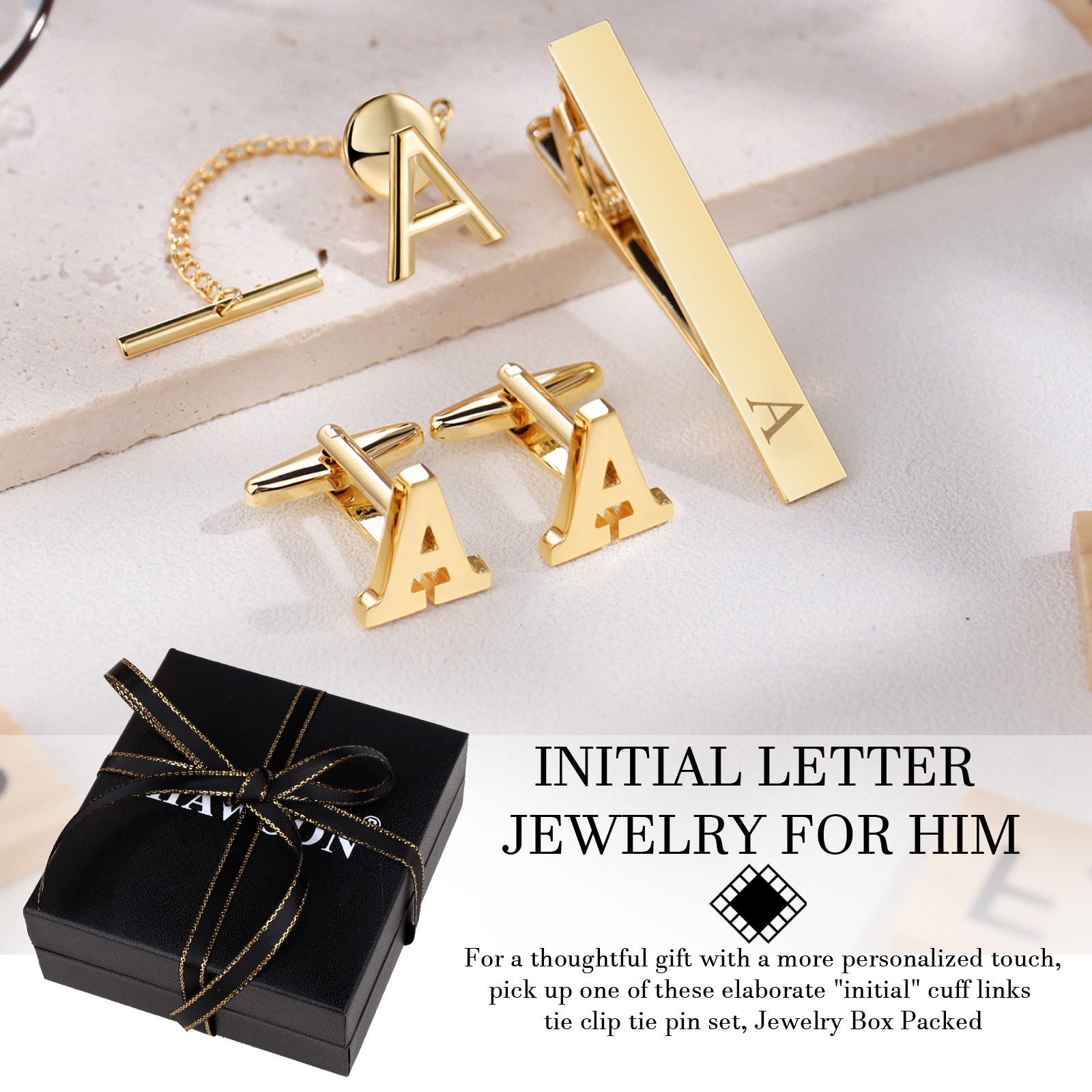 HAWSON Personalized Letter  Cu - Monogram Cufflinks Set recensione e prezzo