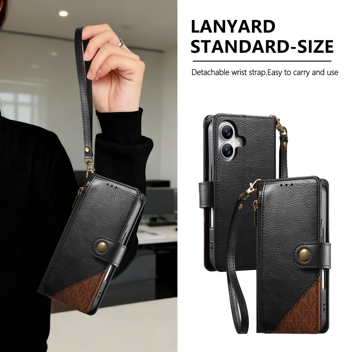 PU Leather Zipper Wrist Strap  - Leather Card Wallet recensione e prezzo