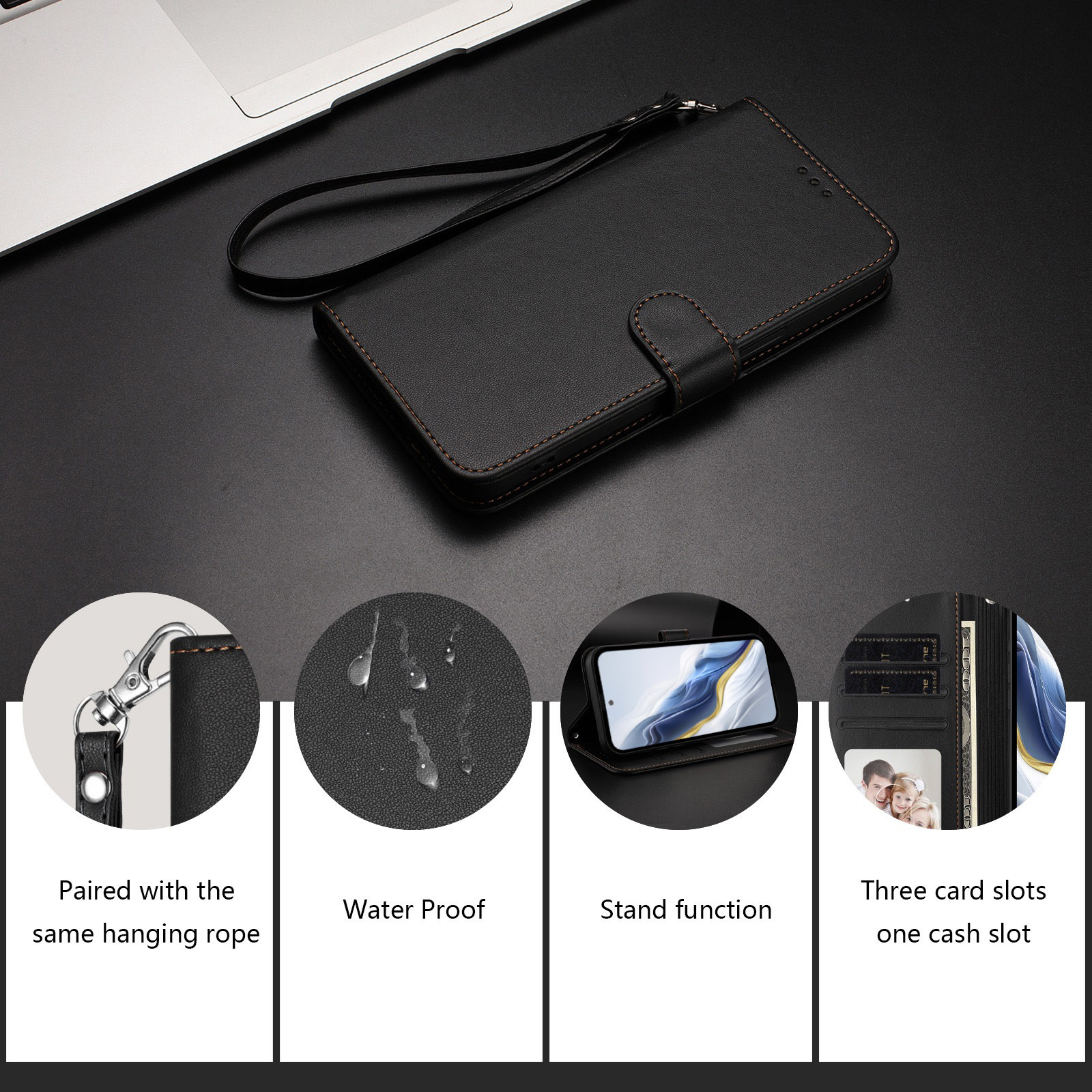 Solid Color PU Leather Lanyard - Leather Card Wallet recensione e prezzo