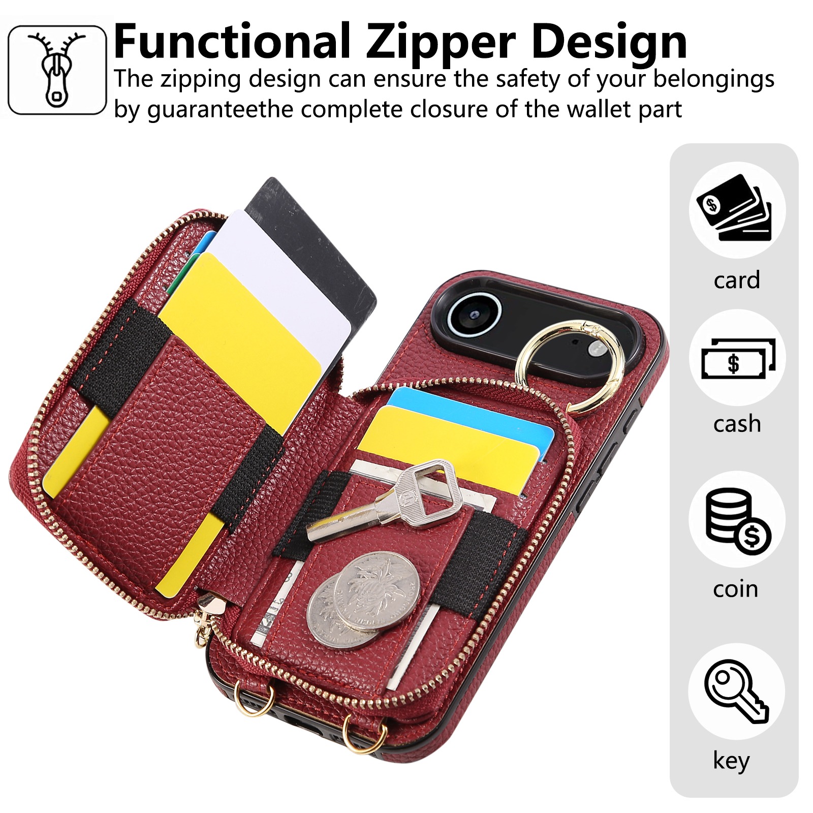 Crossbody Zipper Card Bag Wall - Leather Card Wallet recensione e prezzo