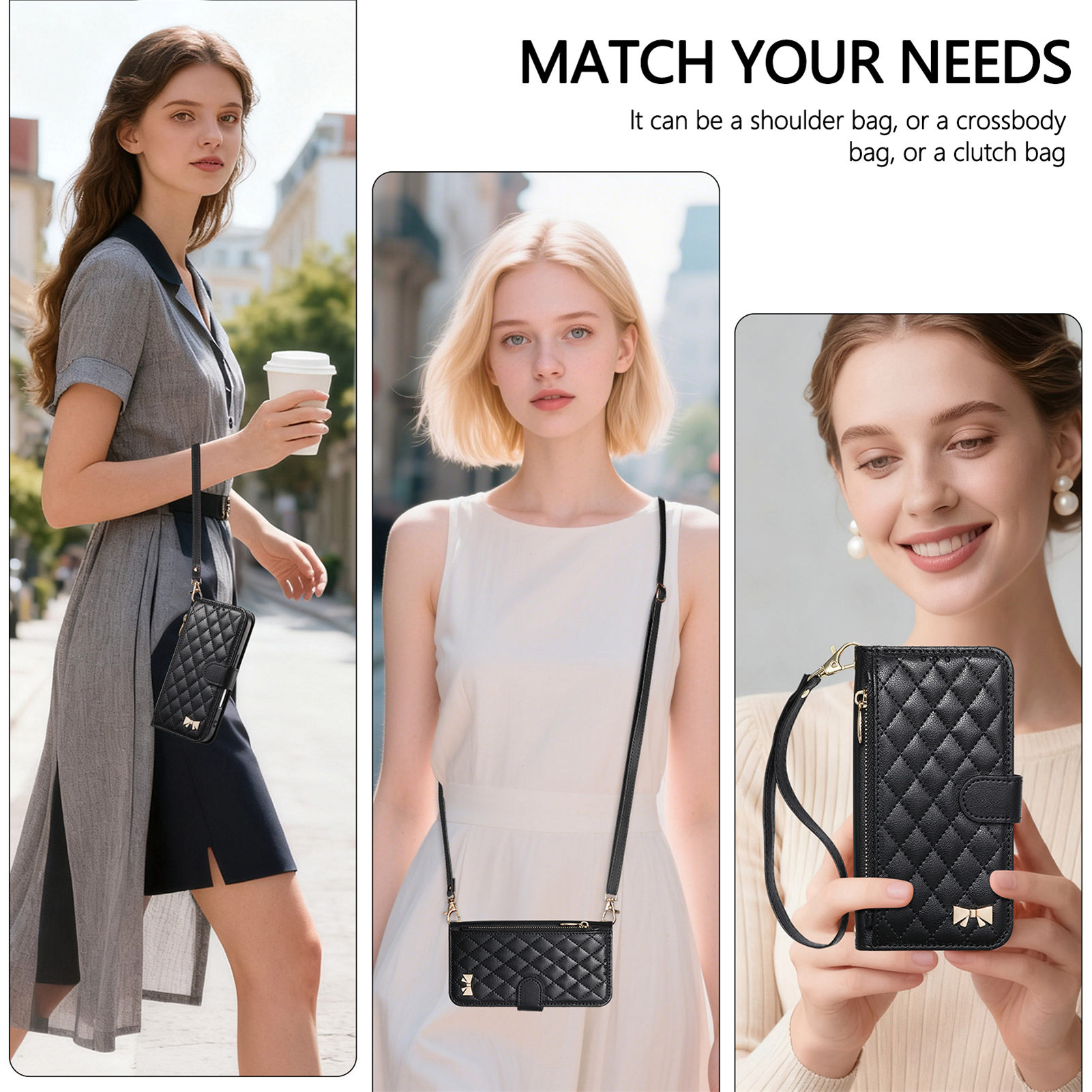 PU Leather Zipper Crossbody Fl - Leather Card Wallet recensione e prezzo